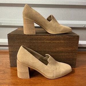 Joie Wevenly Womens Tan Suede Block Heel Pumps Size 8M Slip On Comfort Shoes